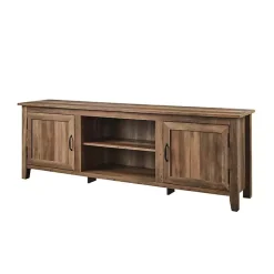 Kirklands Home Rustic Oak Wood Grooved Door TV Stand Brown Best