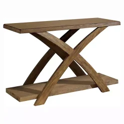 Kirklands Home Rustic Oak Wood Juna Console Table Brown New