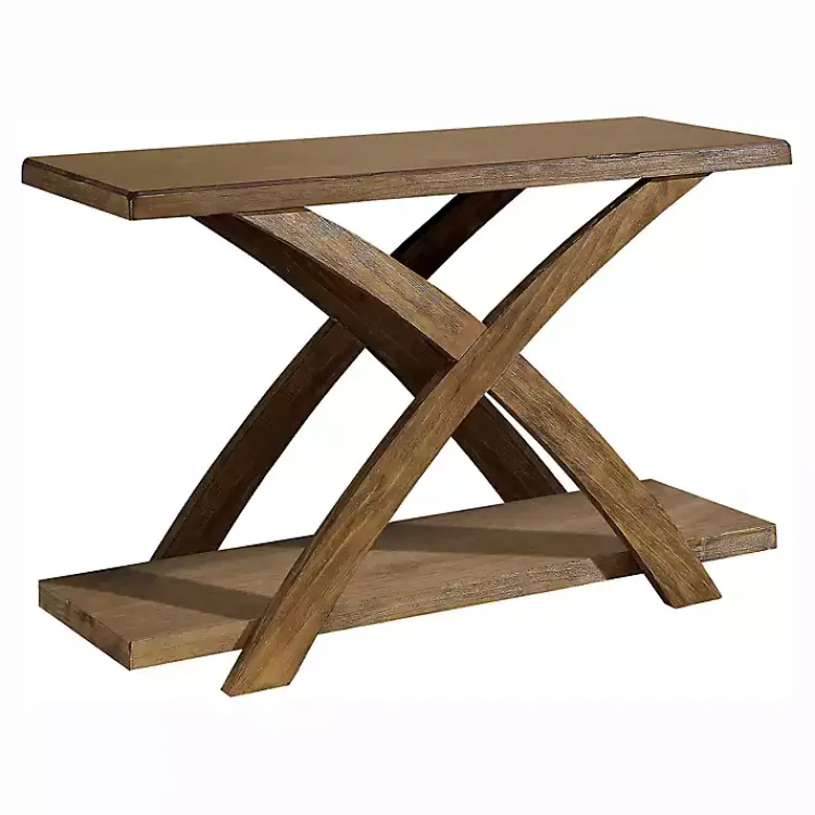 Kirklands Home Rustic Oak Wood Juna Console Table Brown New