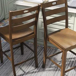 Kirklands Home Rustic Oak Wood Quinby Counter Stools, Set of 2 Brown Outlet