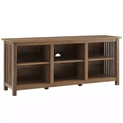Kirklands Home Rustic Oak Wood Slatted Sides Media Cabinet Brown Discount
