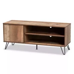 Kirklands Home Rustic Oak Wood TV Stand Brown Discount