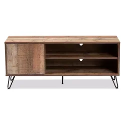 Kirklands Home Rustic Oak Wood TV Stand Brown Discount