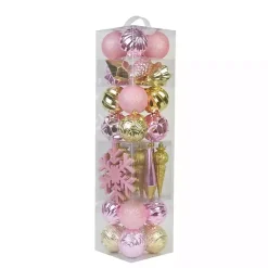 Christmas Ornaments>Kirklands Home Rustic Pink & Gold 40-pc. Christmas Ornament Set