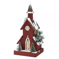 Christmas Decorations>Kirklands Home Rustic Red Christmastime Church Statue, 19 in.