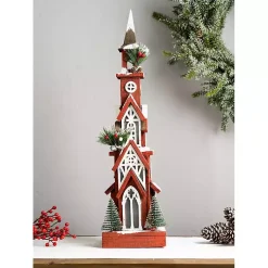 Christmas Decorations>Kirklands Home Rustic Red Christmastime Church Statue, 24 in.