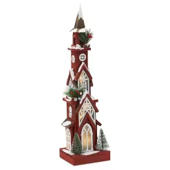 Christmas Decorations>Kirklands Home Rustic Red Christmastime Church Statue, 24 in.