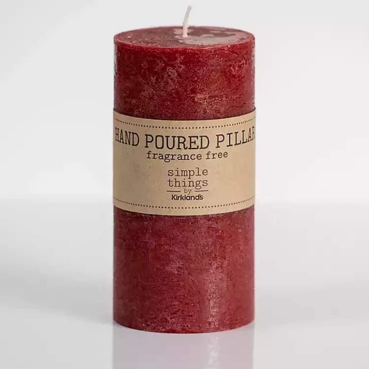 Candles>Kirklands Home Rustic Unscented Pillar Candle, 3x6 Red