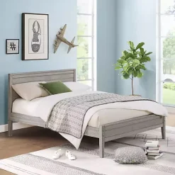 Kirklands Home Rustic Smoke Wood Panel Full Bed Frame Gray Sale