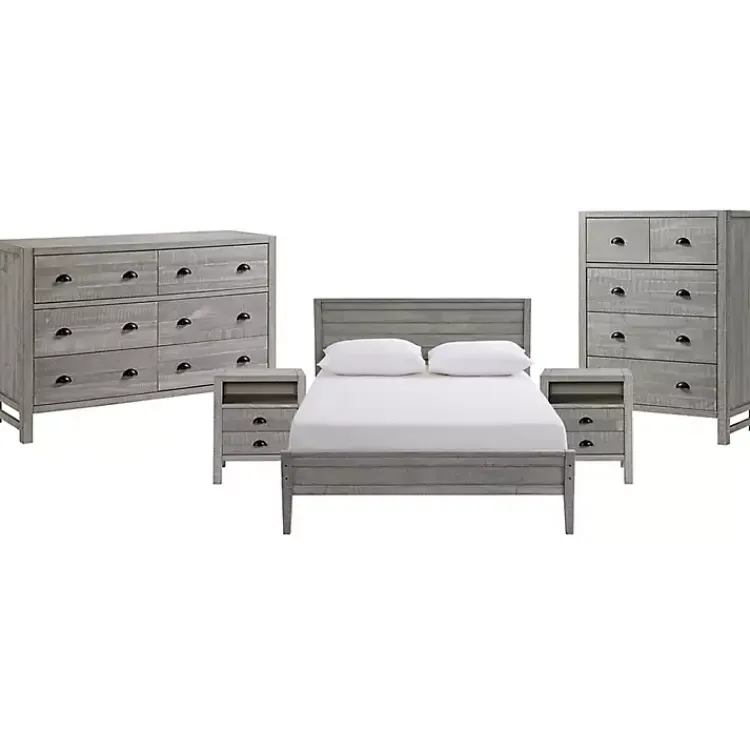 Kirklands Home Rustic Smoke Wood Panel Full Bed Frame Gray Sale