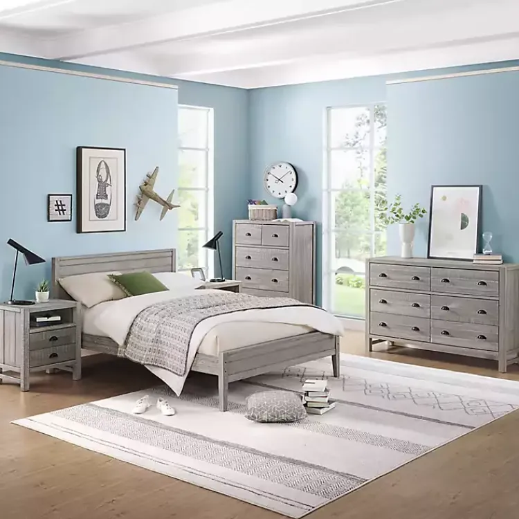 Kirklands Home Rustic Smoke Wood Panel Full Bed Frame Gray Sale