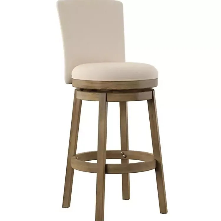 Kirklands Home Rustic Taupe Upholstered Swivel Bar Stool Tan Best