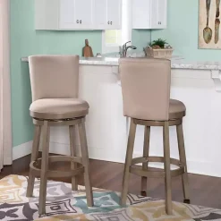 Kirklands Home Rustic Taupe Upholstered Swivel Bar Stool Tan Best