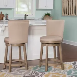Kirklands Home Rustic Taupe Upholstered Swivel Counter Stool Tan Sale