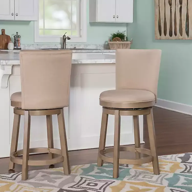 Kirklands Home Rustic Taupe Upholstered Swivel Counter Stool Tan Sale