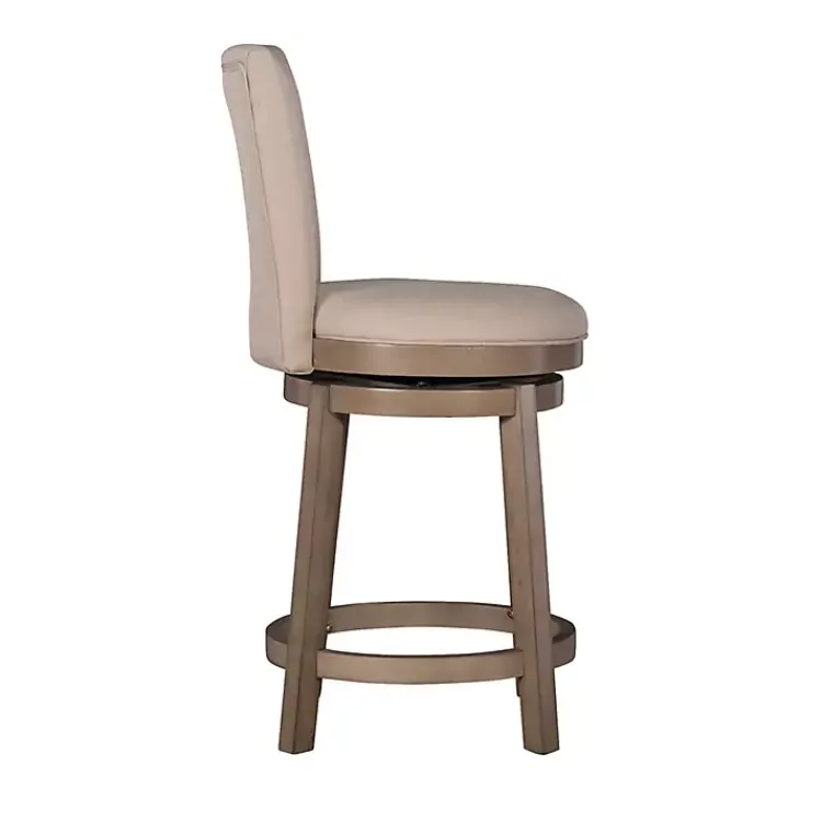 Kirklands Home Rustic Taupe Upholstered Swivel Counter Stool Tan Sale