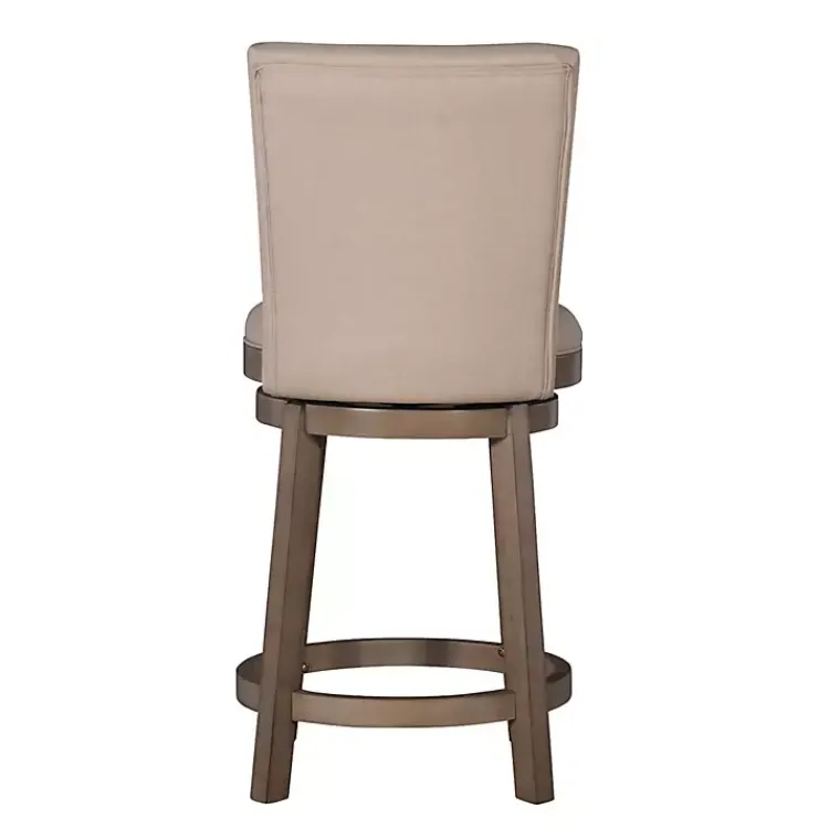 Kirklands Home Rustic Taupe Upholstered Swivel Counter Stool Tan Sale