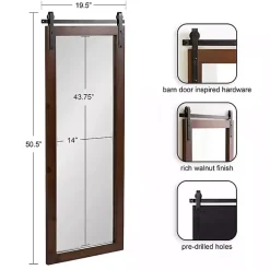 Kirklands Home Rustic Walnut Barn Door Wall Mirror Best