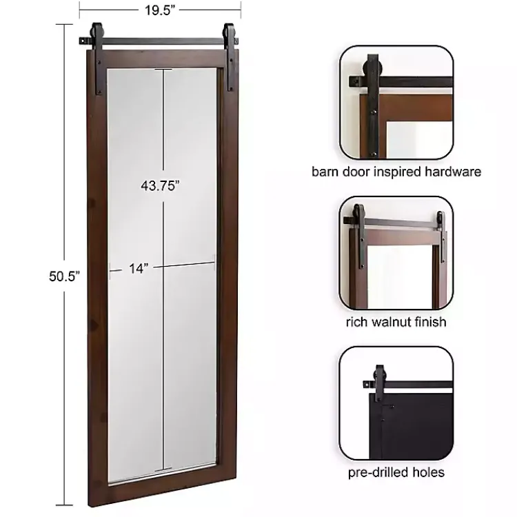 Kirklands Home Rustic Walnut Barn Door Wall Mirror Best