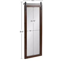 Kirklands Home Rustic Walnut Barn Door Wall Mirror Best