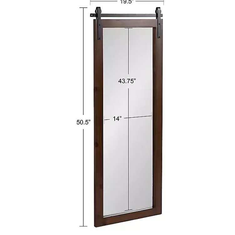 Kirklands Home Rustic Walnut Barn Door Wall Mirror Best
