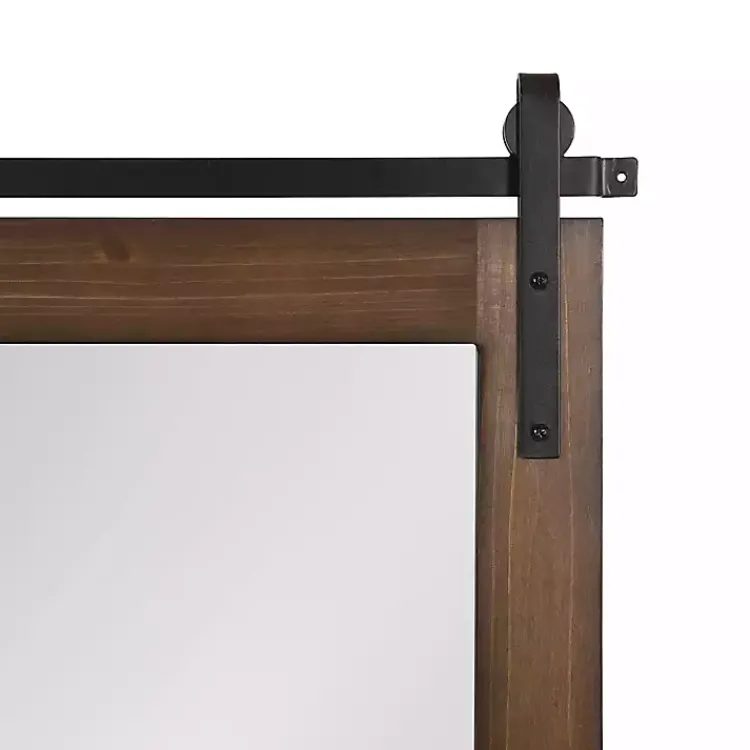 Kirklands Home Rustic Walnut Barn Door Wall Mirror Best