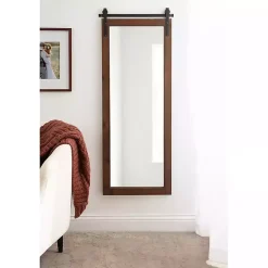 Kirklands Home Rustic Walnut Barn Door Wall Mirror Best