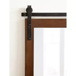 Kirklands Home Rustic Walnut Barn Door Wall Mirror Best