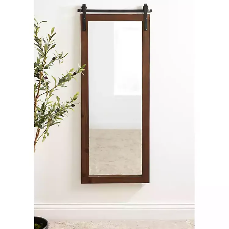 Kirklands Home Rustic Walnut Barn Door Wall Mirror Best