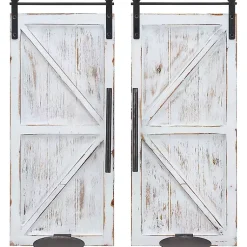 Sconces>Kirklands Home Rustic White Barn Door Sconces, Set of 2