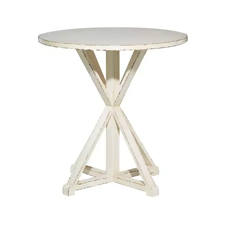 Kirklands Home Rustic Hourglass Side Table White Outlet