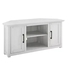 Kirklands Home Rustic White Katy-Corner TV Stand Outlet