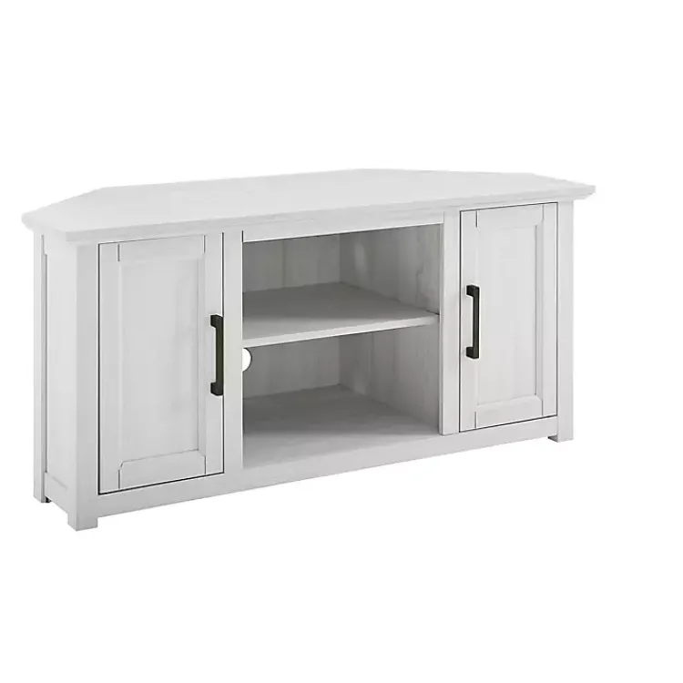Kirklands Home Rustic White Katy-Corner TV Stand Outlet