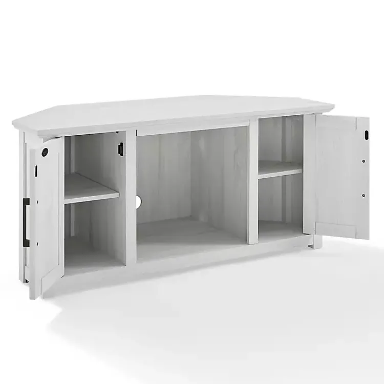 Kirklands Home Rustic White Katy-Corner TV Stand Outlet