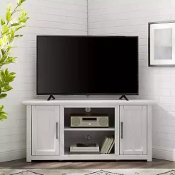Kirklands Home Rustic White Katy-Corner TV Stand Outlet