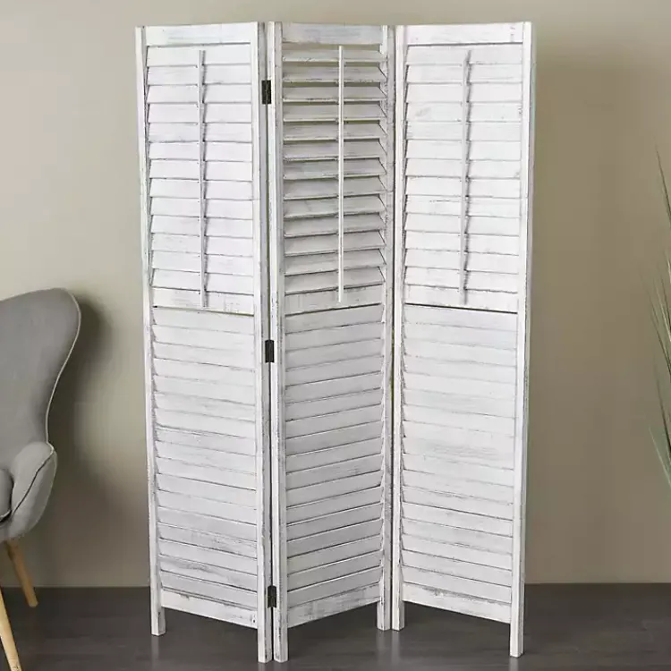 Decorative Accents>Kirklands Home Rustic Shutter Trifold Room Divider White