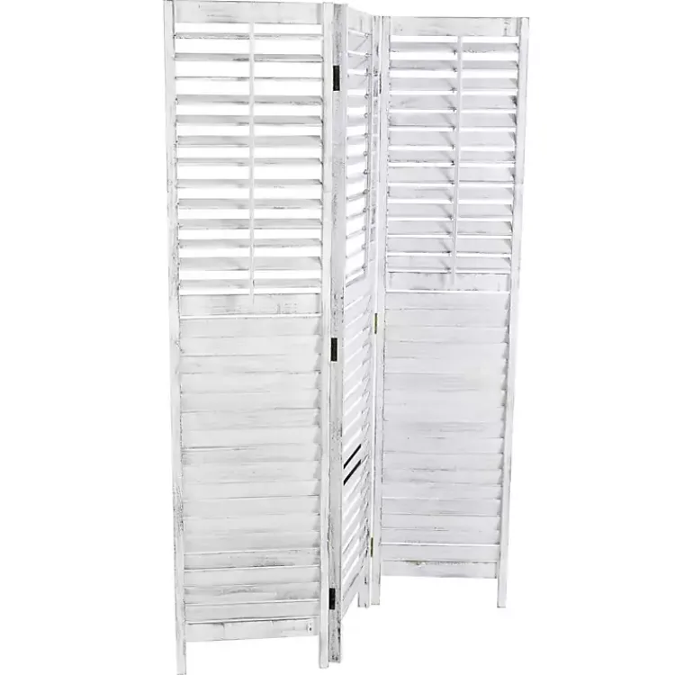 Decorative Accents>Kirklands Home Rustic Shutter Trifold Room Divider White