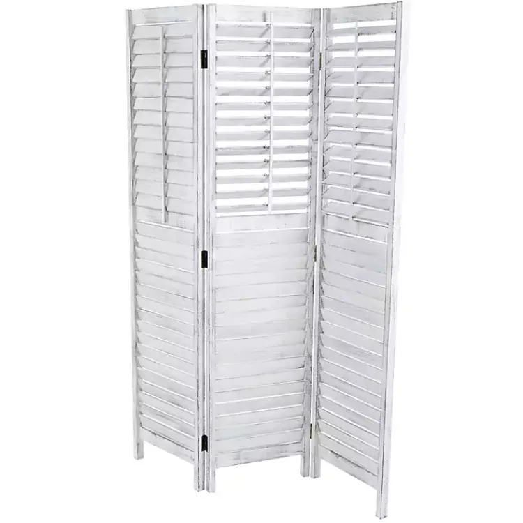 Decorative Accents>Kirklands Home Rustic Shutter Trifold Room Divider White