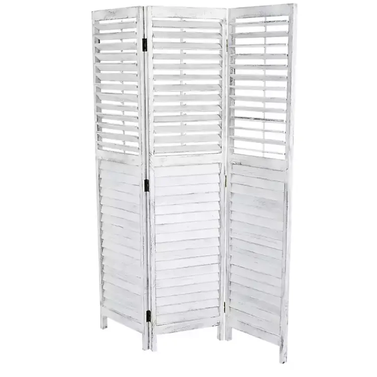 Decorative Accents>Kirklands Home Rustic Shutter Trifold Room Divider White