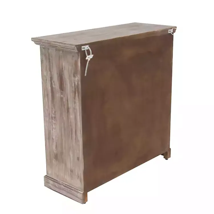 Kirklands Home Rustic Wood and Glass 2-Door Cabinet Tan New