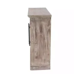 Kirklands Home Rustic Wood and Glass 2-Door Cabinet Tan New