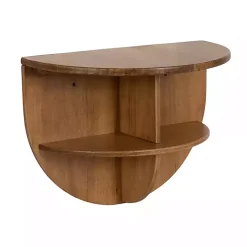 Kirklands Home Rustic Wood Half Moon Floating Accent Table Brown Hot