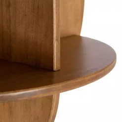 Kirklands Home Rustic Wood Half Moon Floating Accent Table Brown Hot