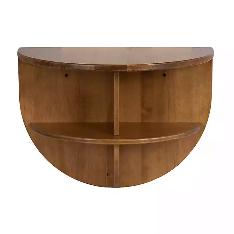 Kirklands Home Rustic Wood Half Moon Floating Accent Table Brown Hot