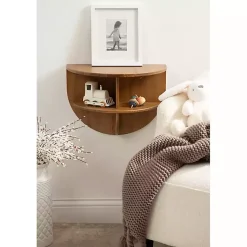 Kirklands Home Rustic Wood Half Moon Floating Accent Table Brown Hot
