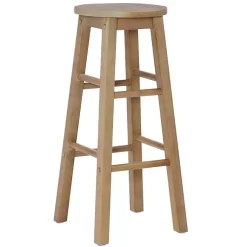 Kirklands Home Rustic Wood Pub Classic Backless Bar Stool Tan Best