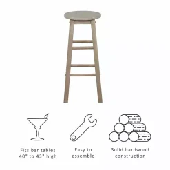 Kirklands Home Rustic Wood Pub Classic Backless Bar Stool Tan Best