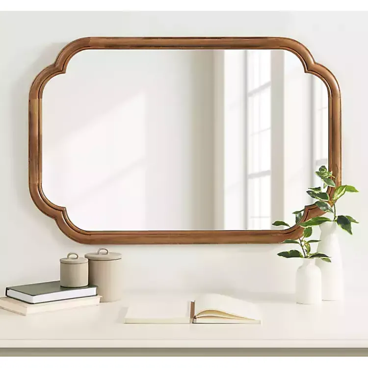 Kirklands Home Rustic Wood Scallop Wall Mirror