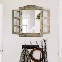 Kirklands Home Rustic Wooden Dual Window Shutter Wall Mirror Sale