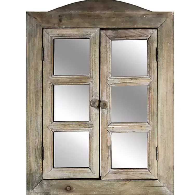 Kirklands Home Rustic Wooden Dual Window Shutter Wall Mirror Sale